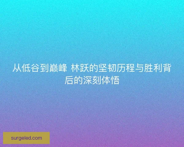 从低谷到巅峰 林跃的坚韧历程与胜利背后的深刻体悟