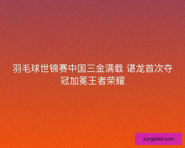羽毛球世锦赛中国三金满载 谌龙首次夺冠加冕王者荣耀