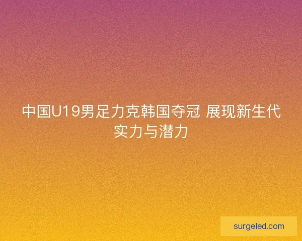 中国U19男足力克韩国夺冠 展现新生代实力与潜力 中国U19男足力克韩国夺冠 展现新生代实力与潜力